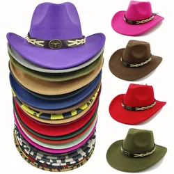 Wholesale cowboy hats New cow head accessories cowboy hats Deep purple felt hats Men's and Women's outdoor hats Knight hats