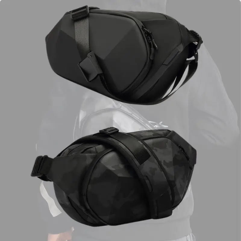 SWISS Waist Pack Hard Shell Shoulder Bag Waterproof Chest Bag Polyhedron Fanny Pack Business Crossbody Bag Teenage Sling Pack