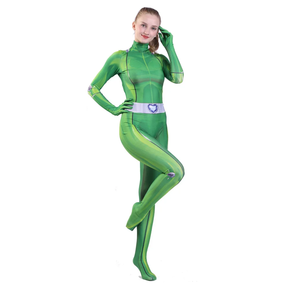 Kids Totally Spies Cosplay Costume for Women Adults 3D Printed Clover Ewing Zentai Bodysuit Halloween Alexandra Cosplay Jumpsuit