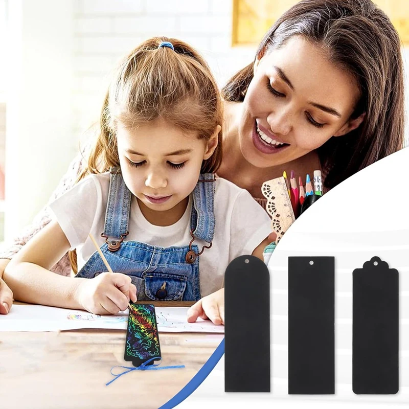 Arco-íris Scratch Bookmarks para Sala de Aula, DIY pendurado Gift Tags, Scratch Tool Ribbon, Party Favors