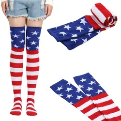 Women Knee High Socks American Flag Stockings Sock Star Spangled Banner Over White Sock Thigh High Stocking