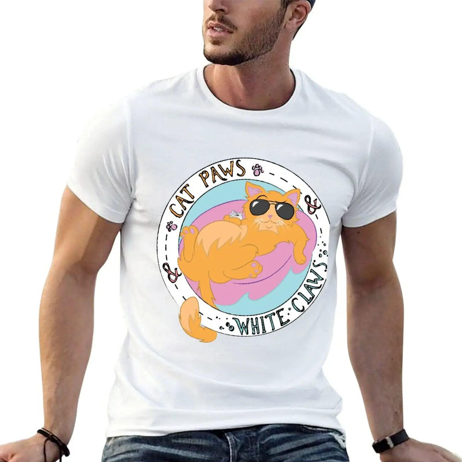 Cat Paws And White Claws T-Shirt Retro Graphic Print T-Shirt