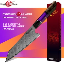 Grandsharp Professional 7 Inch Damascus Kiritsuke Knife Japanese Stainless Steel Razor Sharp Kitchen Knives Fruit Meat Cutter