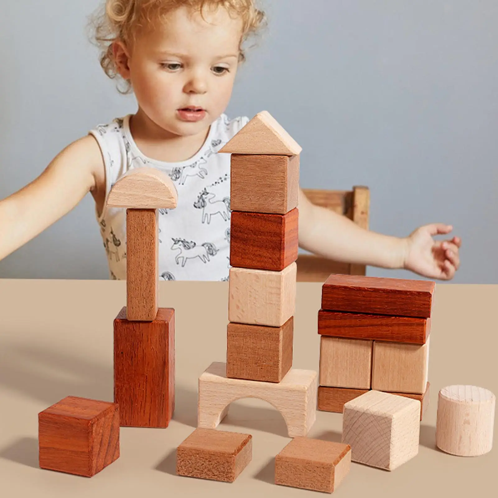 Large Wooden Blocks Educational Learning Toy For Kids Toddler Natural Wood Block Learning Toy for Preschool Games Baby Play