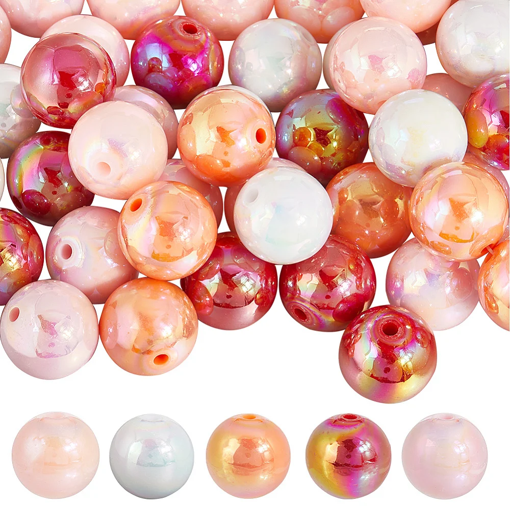 50 Piezas de Cuentas Acrílicas Redondas de 20mm, 5 Colores Rosa AB, Cuentas para el Día de San Valentín, Cuentas Románticas Multicolores Tipo Chicle