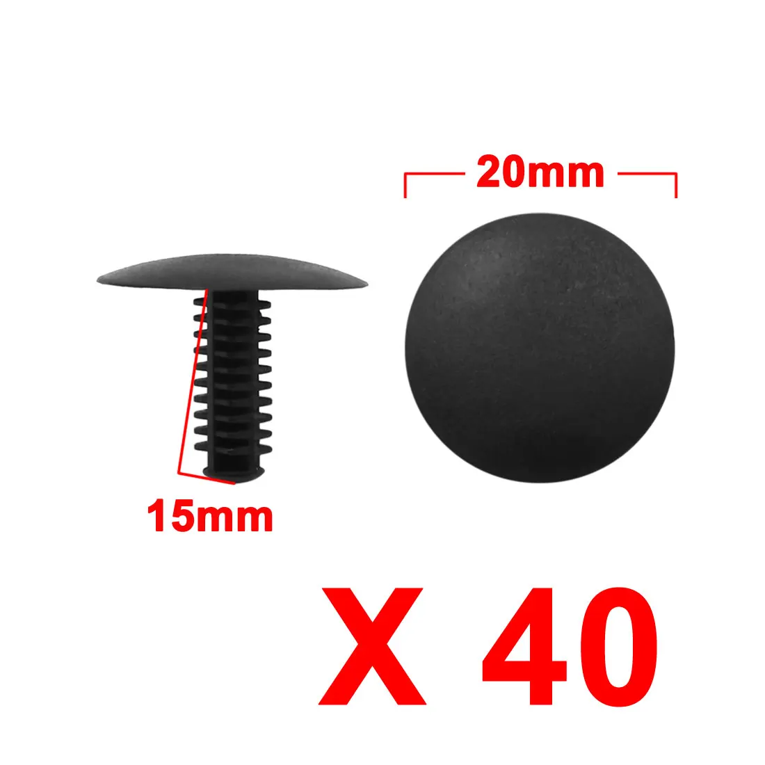 uxcell 20pcs 30pcs 40pcs Black Car Plastic Push Rivet Fastener Bumper Clips Fit 5mm x 4mm Dia Hole, 40 Pack