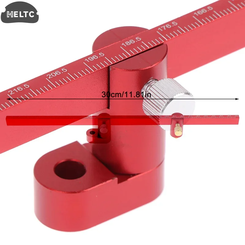 Liniał kreślarski regulowany 300 mm, aluminiowy kompas kreślarski, kompas do drewna, przyrząd do znakowania linii z punktem stałym.