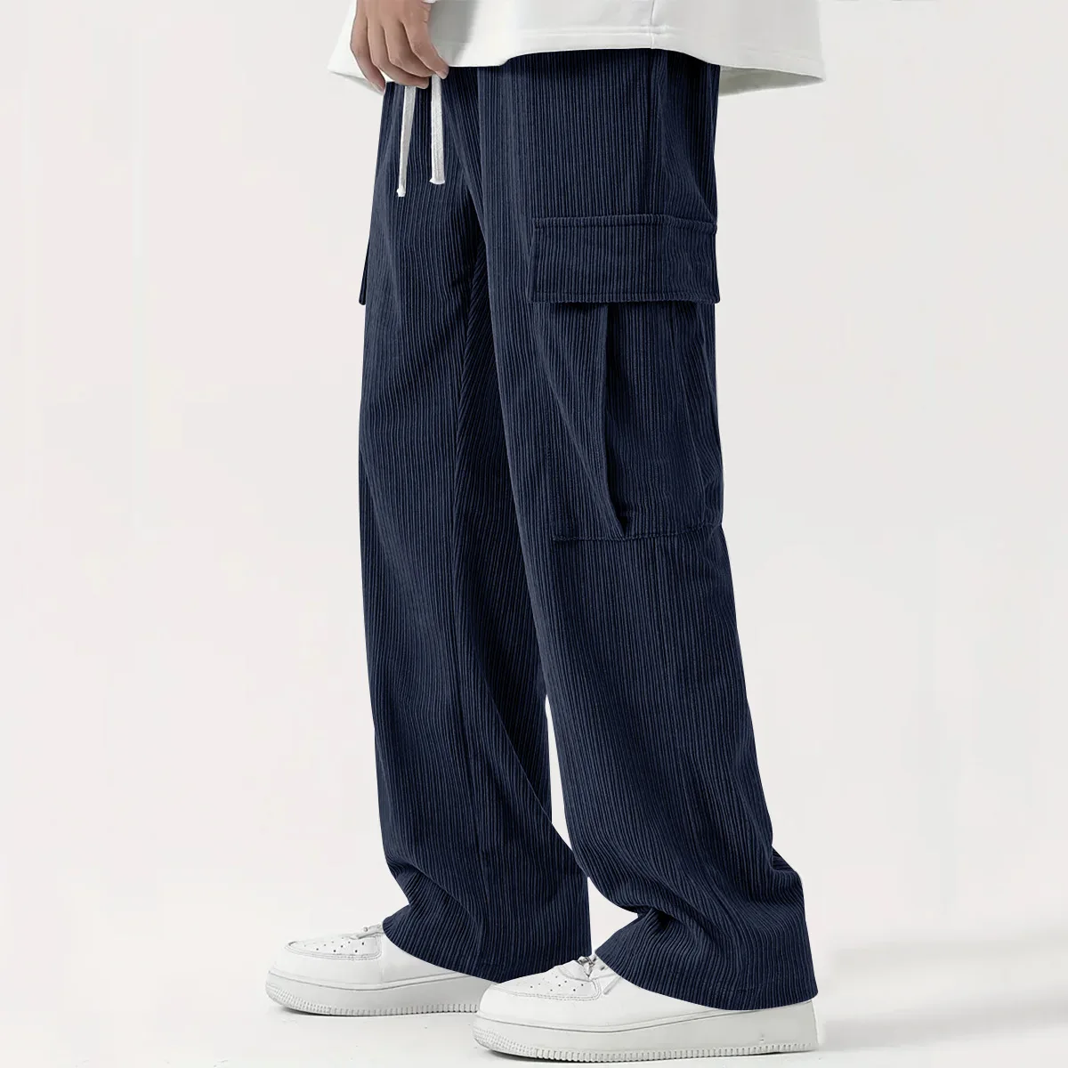 New European And American High Street Trend Tooling Men's Corduroy Loose Wide-leg Straight Versatile Casual Pants