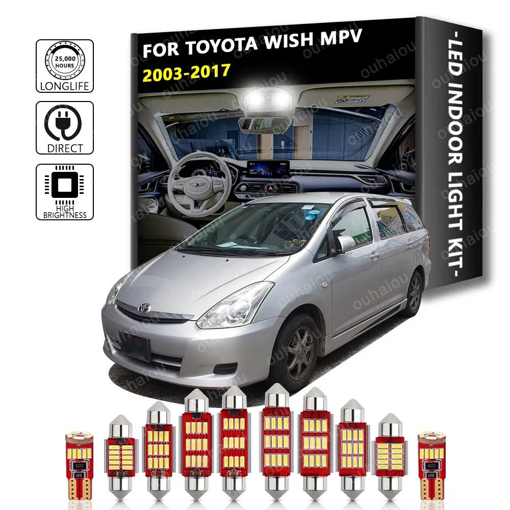 

Interior LED For Toyota Wish MPV 2003-2017 Canbus Vehicle Bulb Indoor Dome Map Reading Trunk Light No Error Car Lamp Kit
