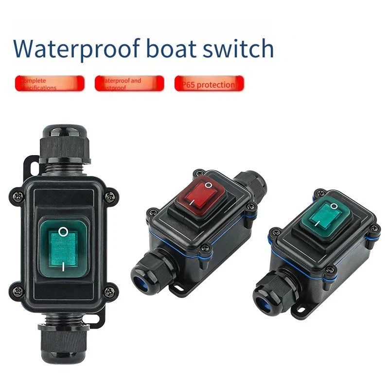 Waterproof Boat-shaped Button Switch Double-ended Outlet Line Midway Boat-shaped Waterproof Switch 16-20A Outdoor Junction Box