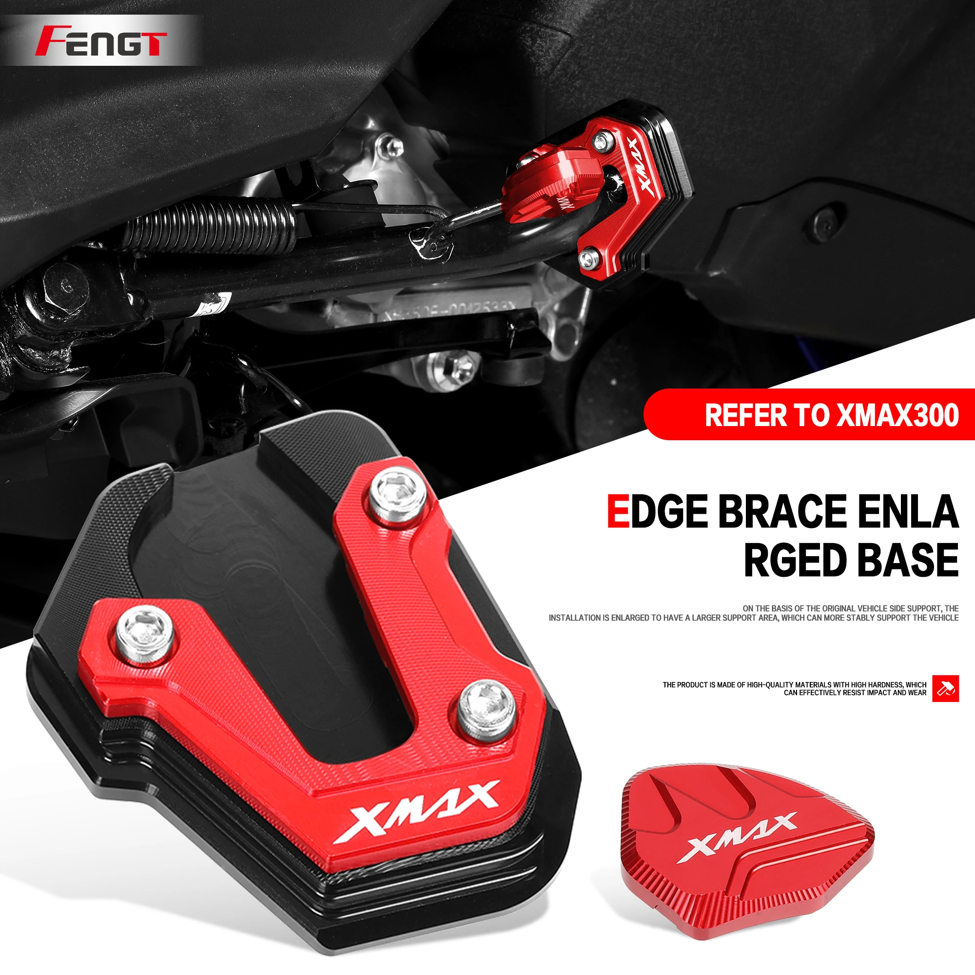 For YAMAHA XMAX300 XMAX250 2017-2026 XMAX 250/300 CNC Motorcycle Foot Side Stand Enlarger Plate Kickstand Enlarge Pedal