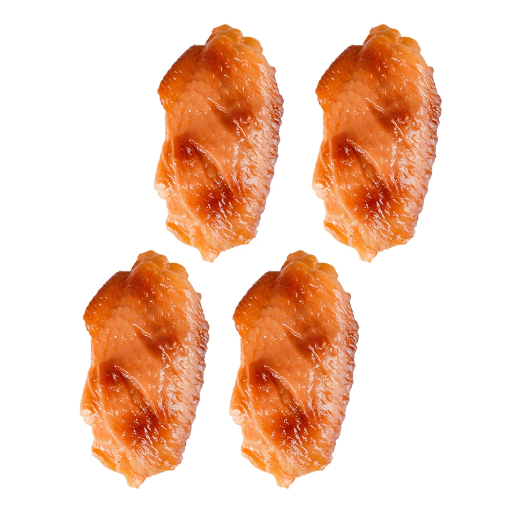 

4pcs Realistic Chicken Wing Ornament Fake Food Model Artificial PVC Wings Lifelike Decor Teaching Tool Photo Prop Montessori