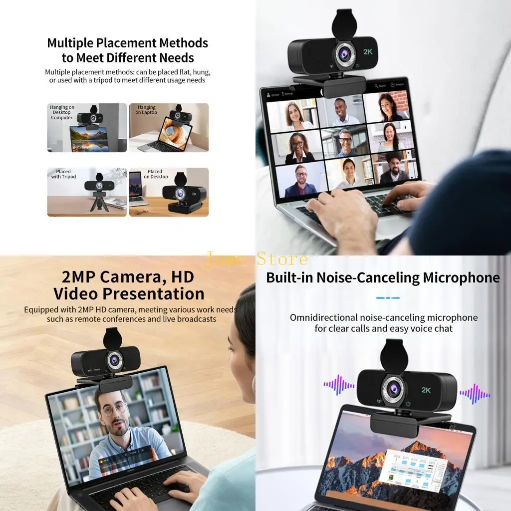 LX0B USB Video Camera High Resolution and Builts in Microphones for Laptop Clear Sound