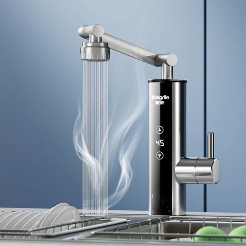Quick Heating Electric Faucet Household Digital Display Rotatable Electric Single Handle Faucets Kitchen  Bathroom Accessories