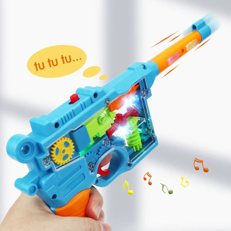 Children's Electric Gun Toy Simulation Model Light Transparent Boys And Girls Telescopic Vibration Gun Model Toys For Kids Gift