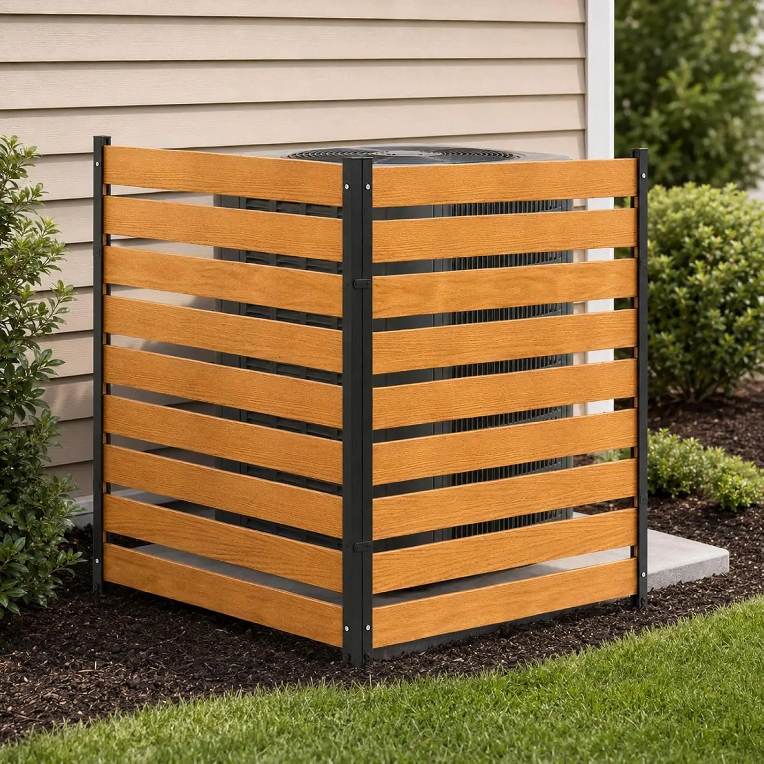 38 Inch Air Conditioner Fence Outdoor Privacy Fence Screen Panel Set, 2 Panels No Dig Wood Privacy Screen For Trash Can Pool Equipment Enclosure, Decorative Yard Garden Patio Fence, Brown