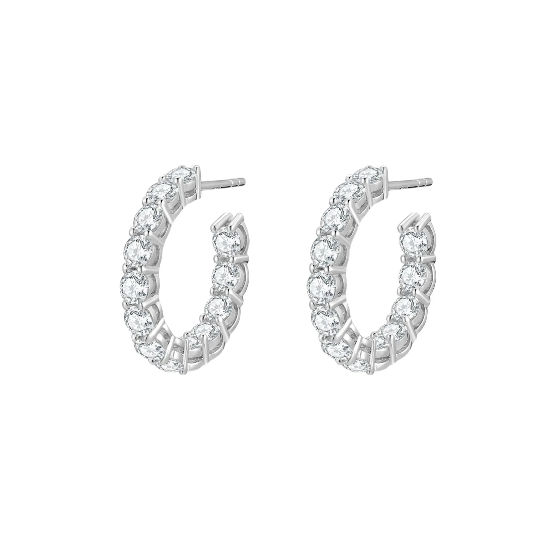 Real Full Moissanite Diamond Hoop Huggie Earrings for Women 925 Solid Silver Jewelry Sparking D Color VVS1 Moissanite Earrings