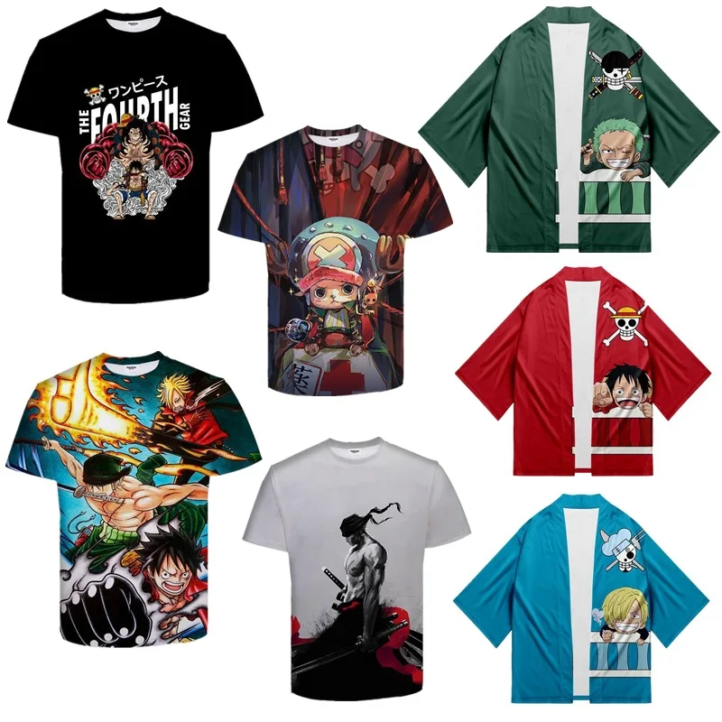 One Piece Roronoa Zoro Portgas D Ace Monkey D. Rufy Tony Tony Chopper Sanji Anime Figure t-shirt Casual a maniche corte da uomo