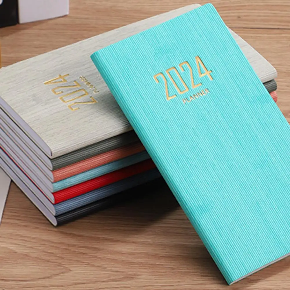Бумажный планировщик премиум-класса, блокнот 2024, набор планировщиков с блокнотом A6, чехол из искусственной кожи, календарь 12 месяцев для дома и офиса
