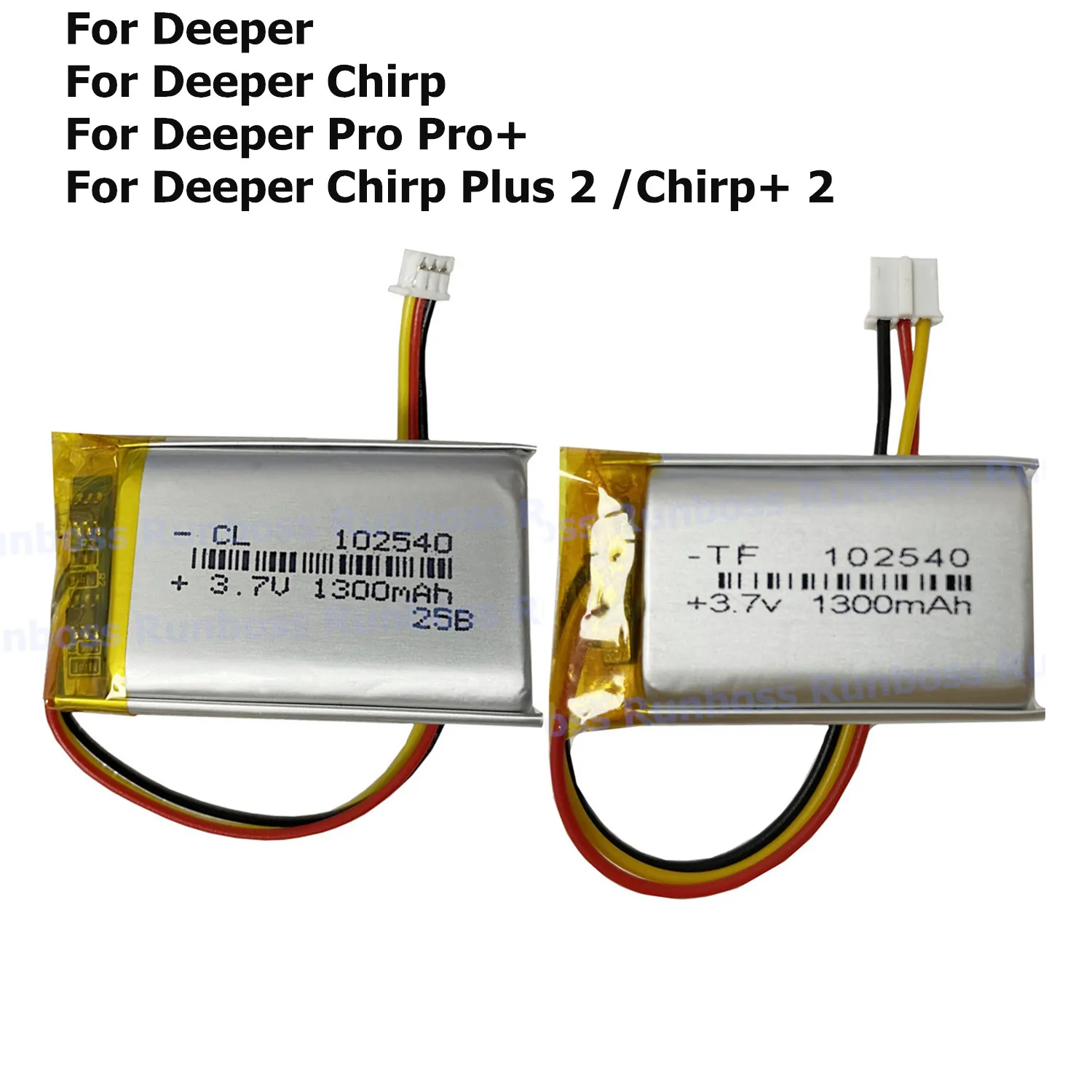 بطارية 3.7 فولت 1300 مللي أمبير في الساعة لـ Deeper Chirp / Deeper Pro Pro+ / Chirp Plus 2 /Chirp+ 2 Wireless Fishfinder Sonar GPS 3-wire Plug