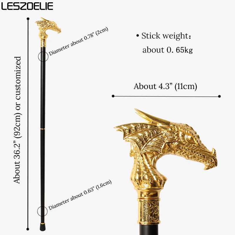 Роскошная трость с головой золотого дракона, 92 см, мужская и женская винтажная модная декоративная трость для вечеринки, косплея