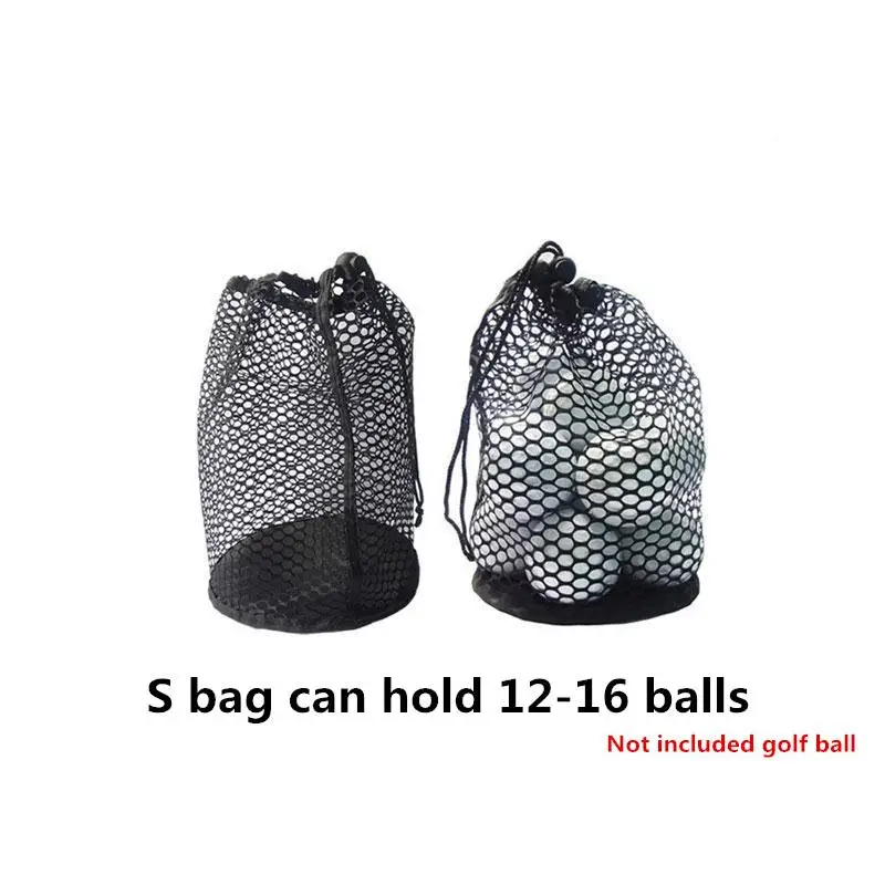 Sports Mesh Net Bag Black Nylon Golf Bags Golf Tennis 16/32/56 Ball Carrying Drawstring Pouch Storage Bag