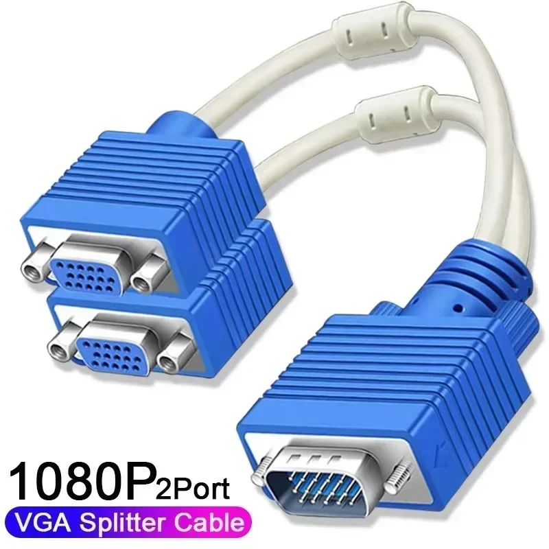 

Video Cables 1080P 2 Dual Port Y Splitter 1 In 2 Out Cable Adapter For LCD TV Box Displays Projector VGA Adaptor Connector