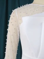 Women Plus Size Elegant Jumpsuit White Beaded Long Sleeve Tunics Wide Leg One Piece Outfits Rompers Curvy Ladies Chic Clothes - Image 5