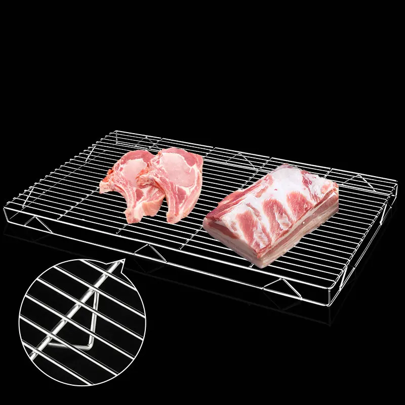 

BIg Size Stainless Steel 304 Food Grade BBQ Charcoal Grate Barbecue Grill Wire Grid Mesh Net with V Feet for Water Oil Draining