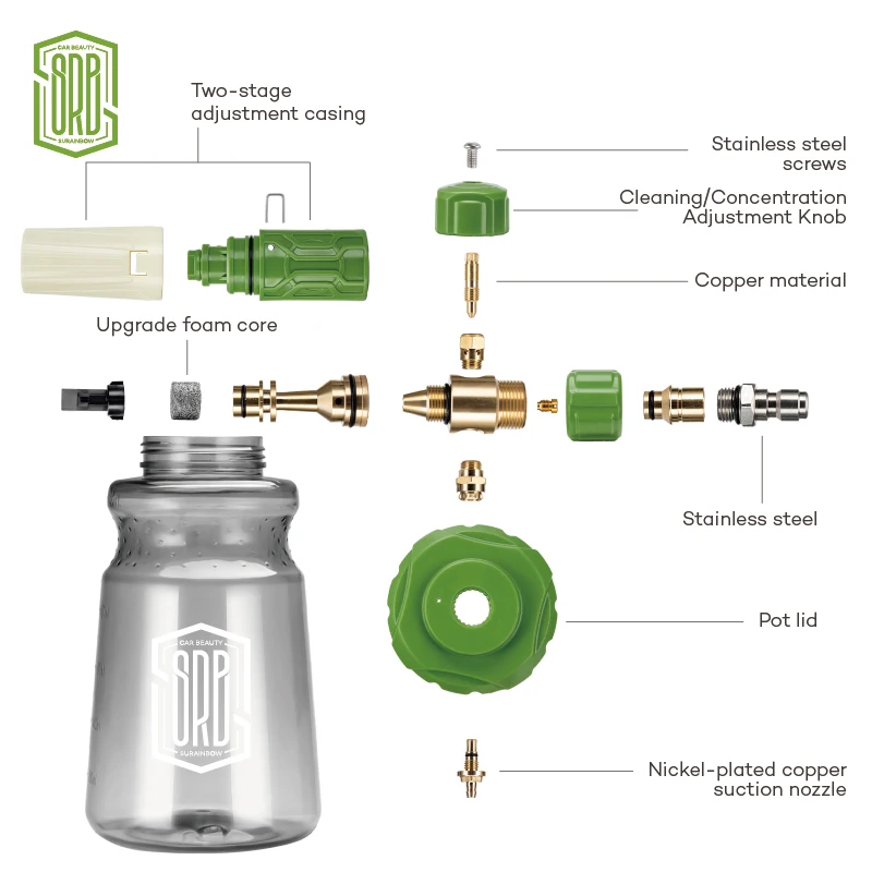 Foam Cannon, Car Foam Blaster Wide Neck Adjustable Snow Foam Lance and Thick Foam for Pressure Washer with 1/4\