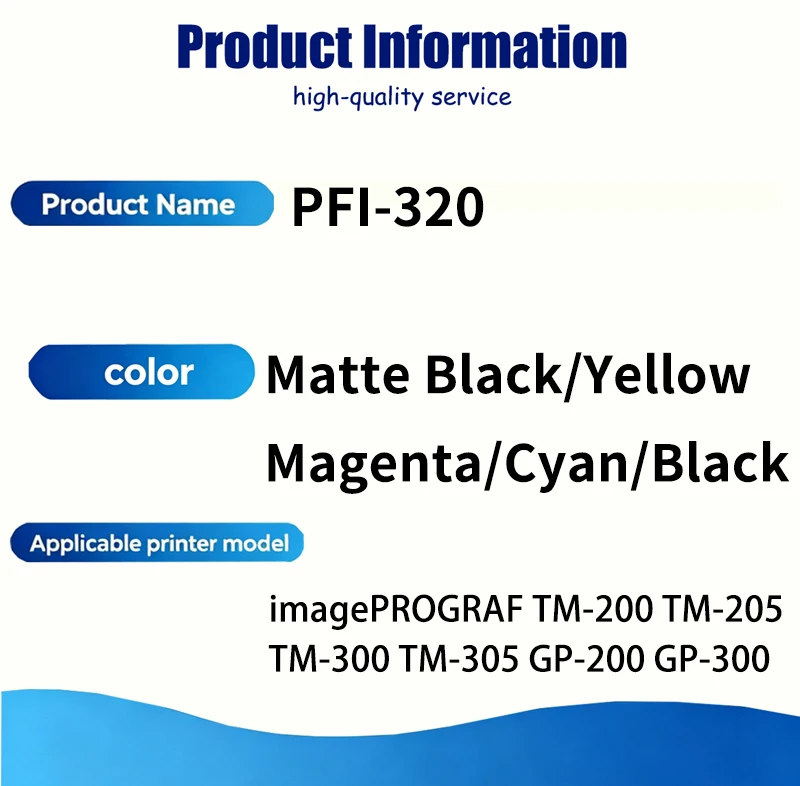 1 PCS PFI320 PFI 320 PFI-320 Ink Cartridge with Chip Compatible for Canon TM200 TM205 TM300 TM305 200 205 300 305 GP-200 GP-300
