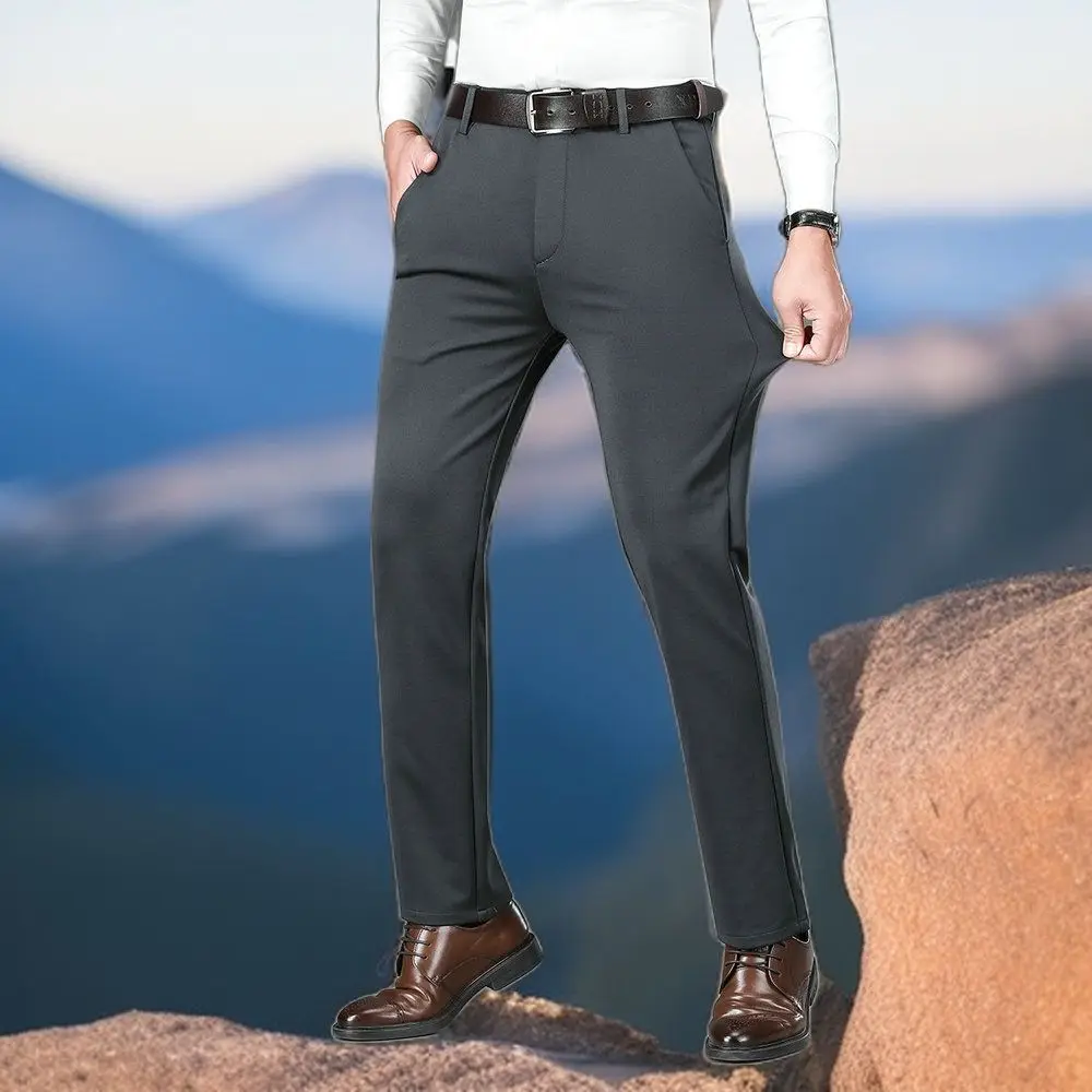 

Men Anti-Wrinkle Trousers Business Casual Lightweight Elastic Polyester Dress Pants 5 Classic Colors 10+ Sizes Trouser 2025