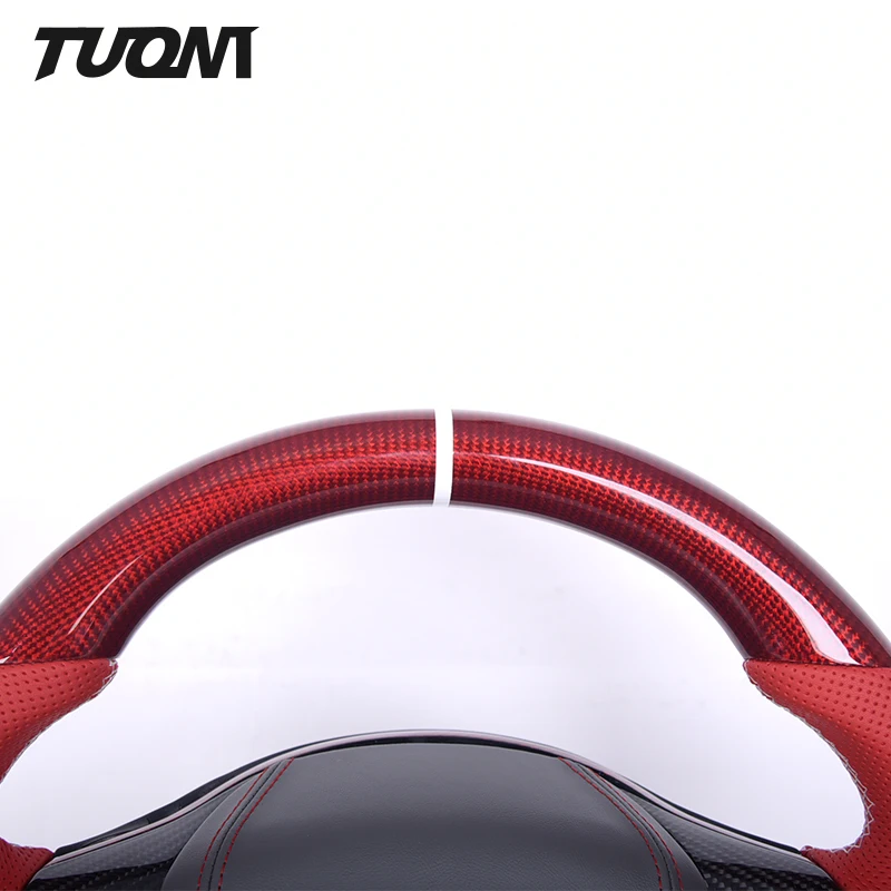 For Tesla Model 3 Y Heating Steering Wheel Carbon Fiber Red Perforated Leather Support Custom