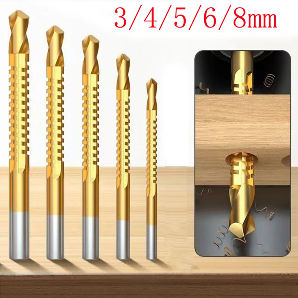 

5pcs HSS Twist Drill Bits Set 3-8mm Serrated Grooving Cutting Tap Spiral Saw For Wood Metal Plastic Hole Saw Titanium Drill Tool