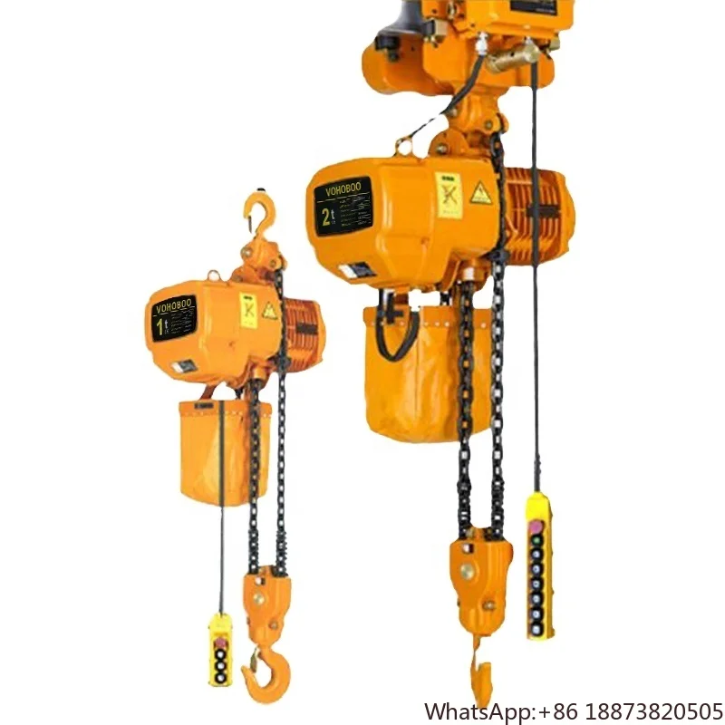 

2025 VOHOBOO 220V 380V 1.5T 2Ton 3 Ton 5 Tonnes Chain Type 3Phase Winch Electric Chain Hoist Trolley Lifter for Construction