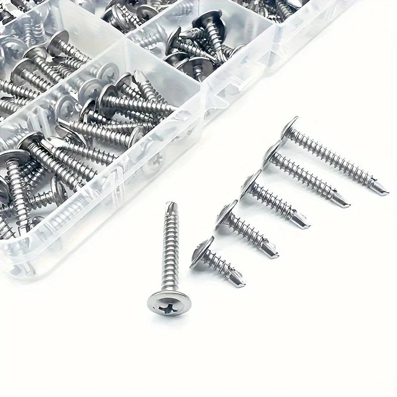 65pcs #8 Modified Truss Head Sheet Metal Screws Assortment Kit, High Strength 410 Stainless Steel Self Tapping Screws For Metal