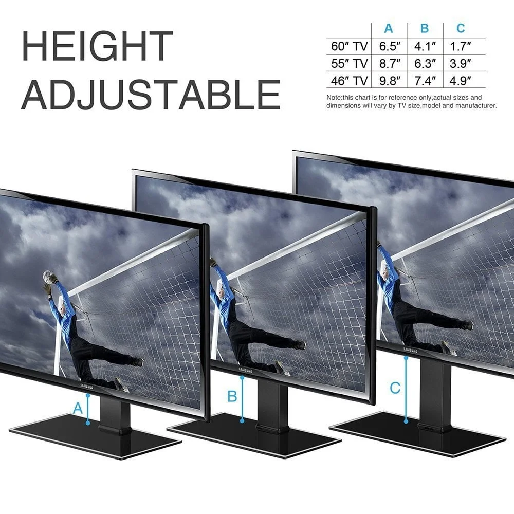 Поворотная подставка для телевизора с креплением Телевизоры 32-65 дюймов Регулируемая высота Универсальная металлическая стеклянная полка Отдельно стоящая конструкция Экономия места