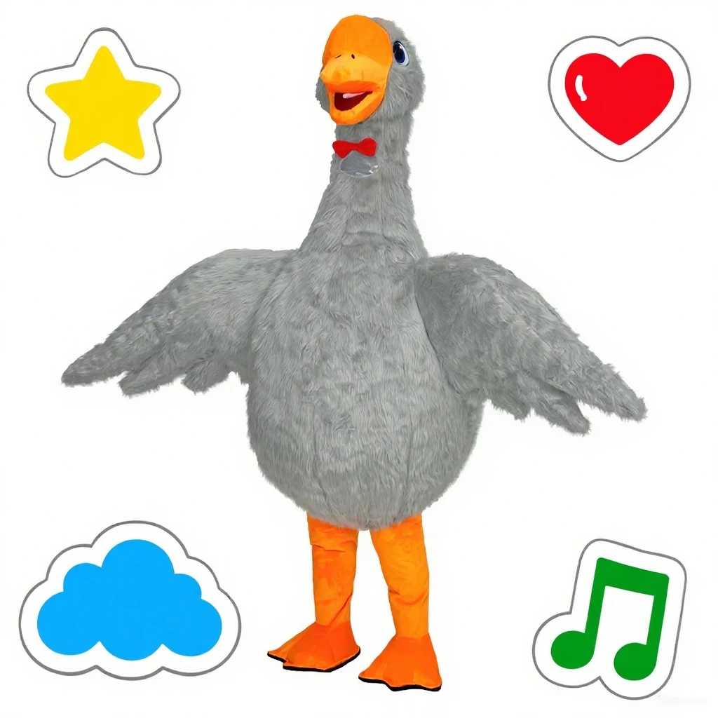 

Big Grey Goose Inflatable Costume Mascot Adult Character Cosplay Animal Birthday Halloween Party Event Plush Set