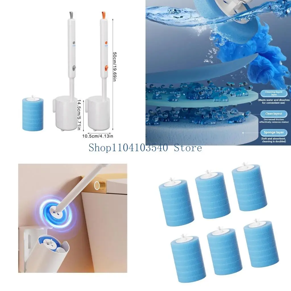 

02DC настенный монтированный электрический туалетный очиститель заменить щетка 360 Spin Scrubber