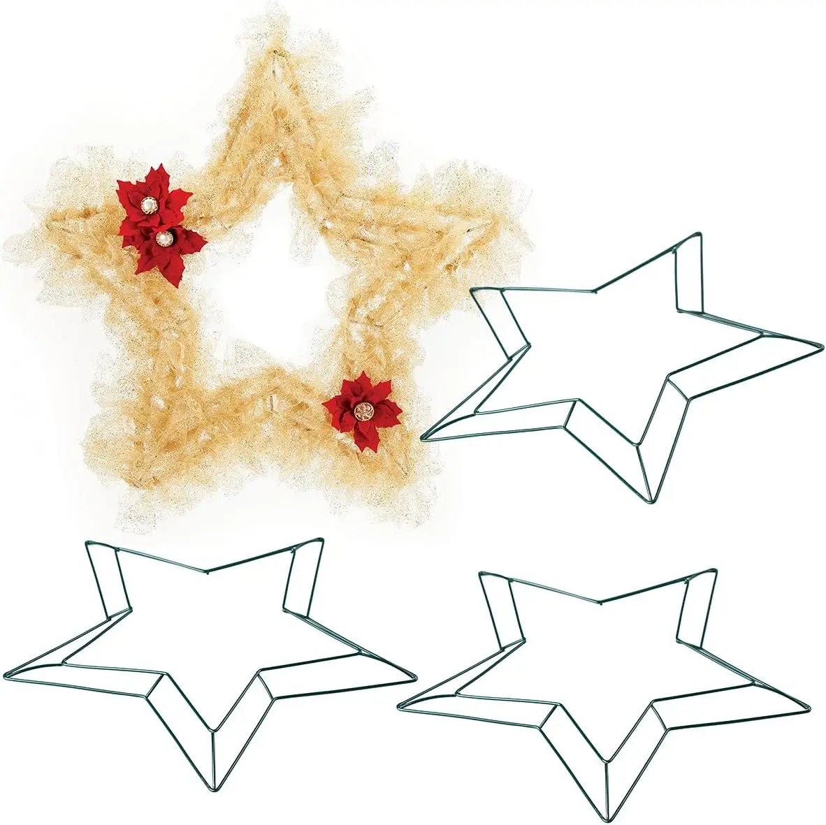 3 Pack Star Wreath Frame Wire Wreath Frame 12.5 Inch DIY holiday wreaths for Valentine\'s Day Christmas New Year Decoration