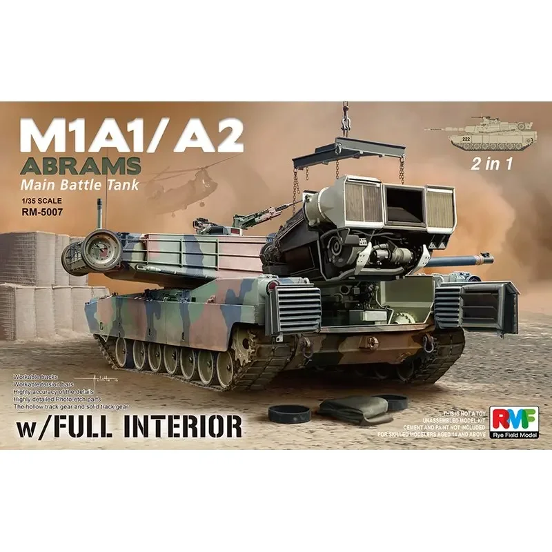 Rye Field Model RFM RM-5007 1/35 U.S. M1A1 / A2 Abrams MBT w/ Full Interior - Scale Assemble Model Kit