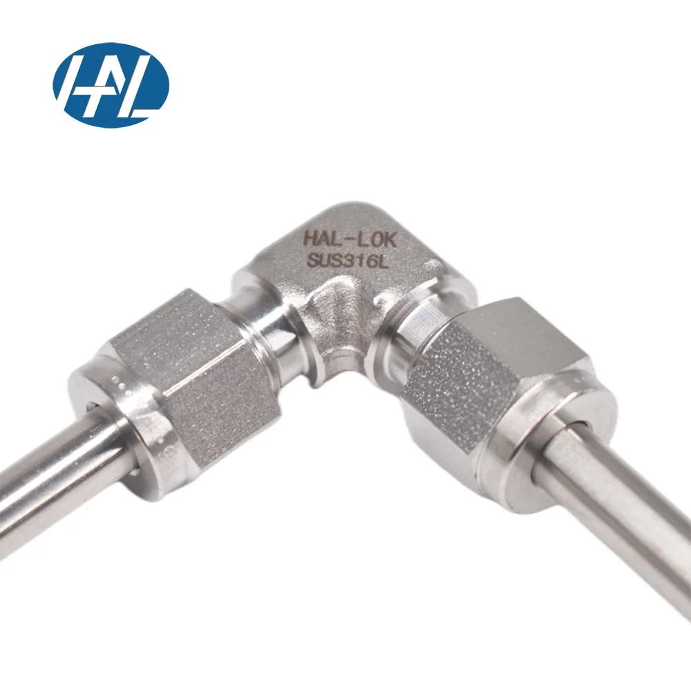 Stainless Steel High Pressure Compression Fittings Union Elbow 90 Degree Connector with Double Ferrule