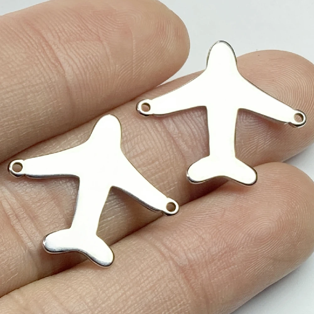 10Pcs 22*20MM Airplane Charms Original  Jewel Connectors Stainless Steel Aircraft Plane Earring Charm Diy Make Drop Sell