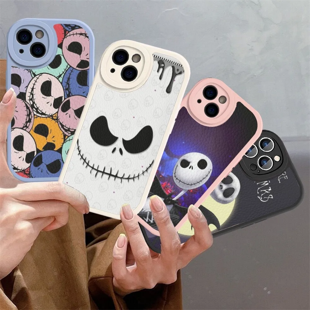 C-Corpse B-Bride Jack Sally Cute Phone Case Hard Leather For iPhone 16 15 14 13 12 Mini 11 14 Pro Max Xs X Xr 7 8 Plus Fundas