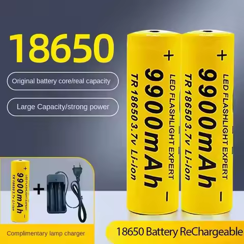 100% Original 3.7V 18650 Battery 9900mAh Lithium Rechargeable Battery flashlight Toys fans battery+charger