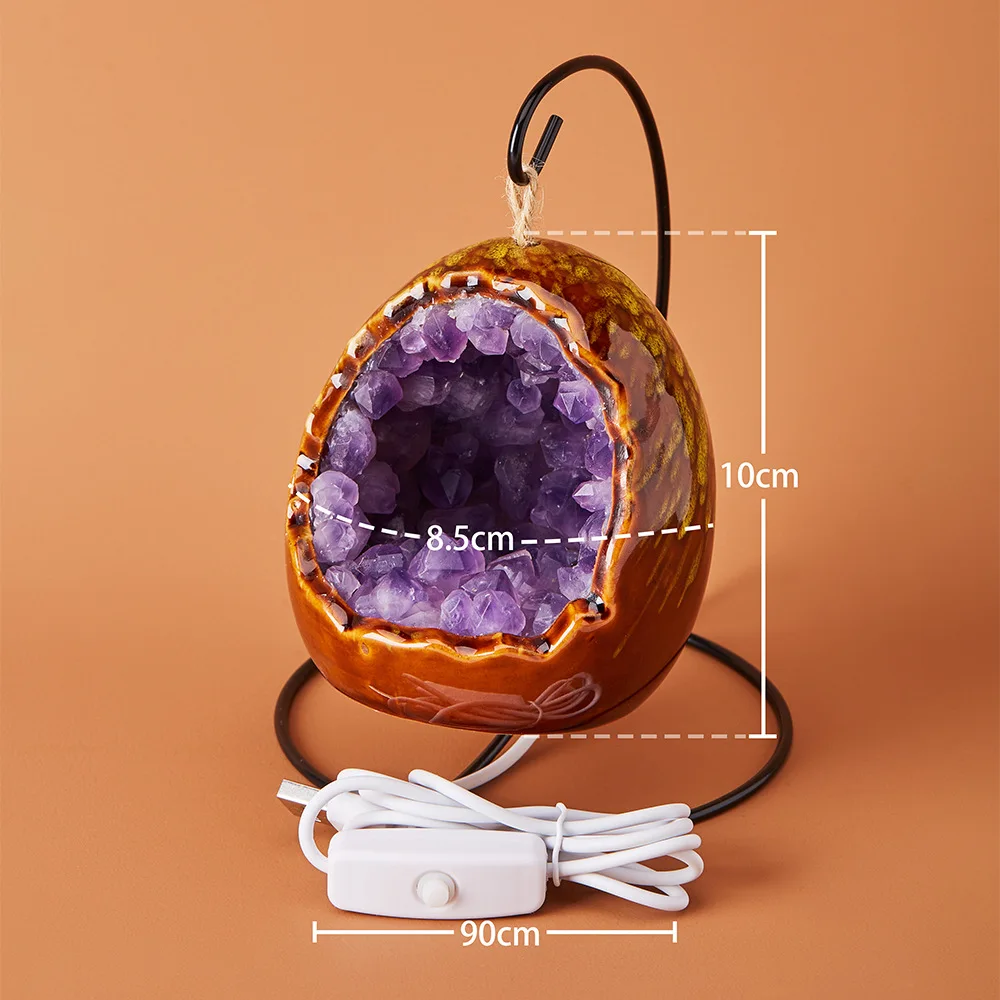 Handmade Natural Amethyst Cluster Toothflower Night Light Healing Rose Quartz Crystal Table Lamp Usb Atmosphere Light Decor Gift