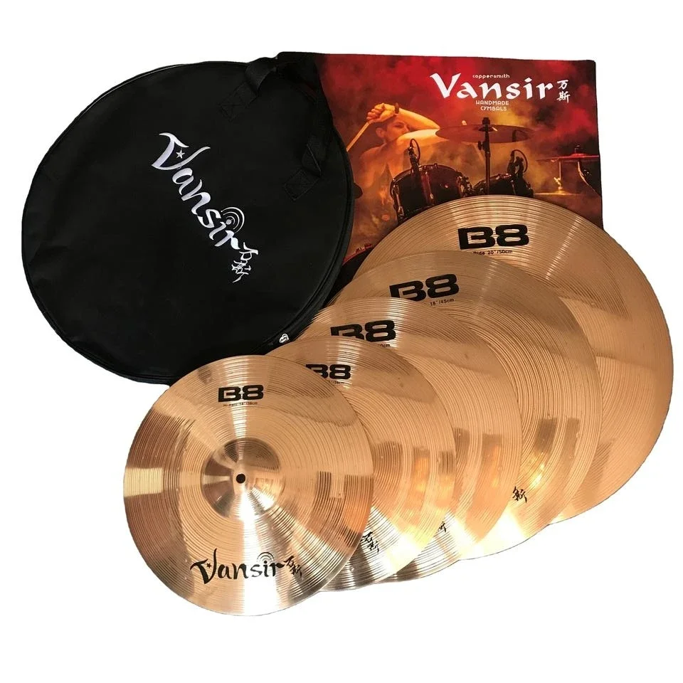 

Vansir B8 Cymbal Set 14"Hihat+16"Crash+20" Ride With Cymbal Bag For Drum Kit Practice