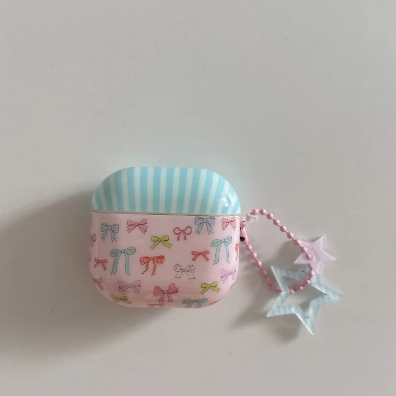 Custodia Per Auricolari Rosa Con Papillon Colorato Con Pendente Per Apple Airpods1 Airpods 2, Pro/Pro2 Airpods 3 Airpods 4, Nuovo, Antipolvere