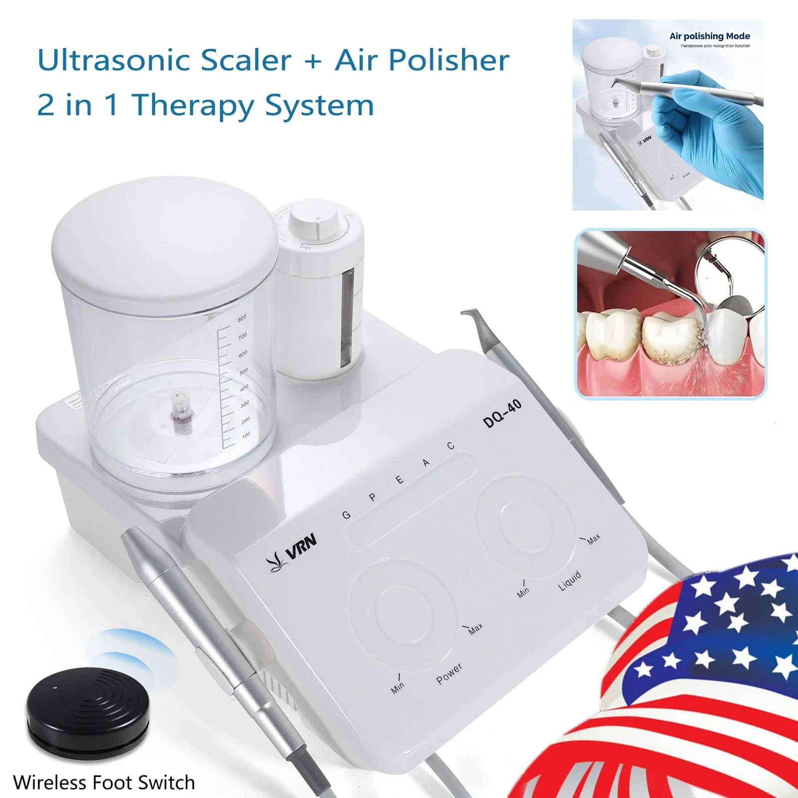 Dental Ultrasonic Scaler + Air Polisher Ultrasonic Periodontal Therapy System
