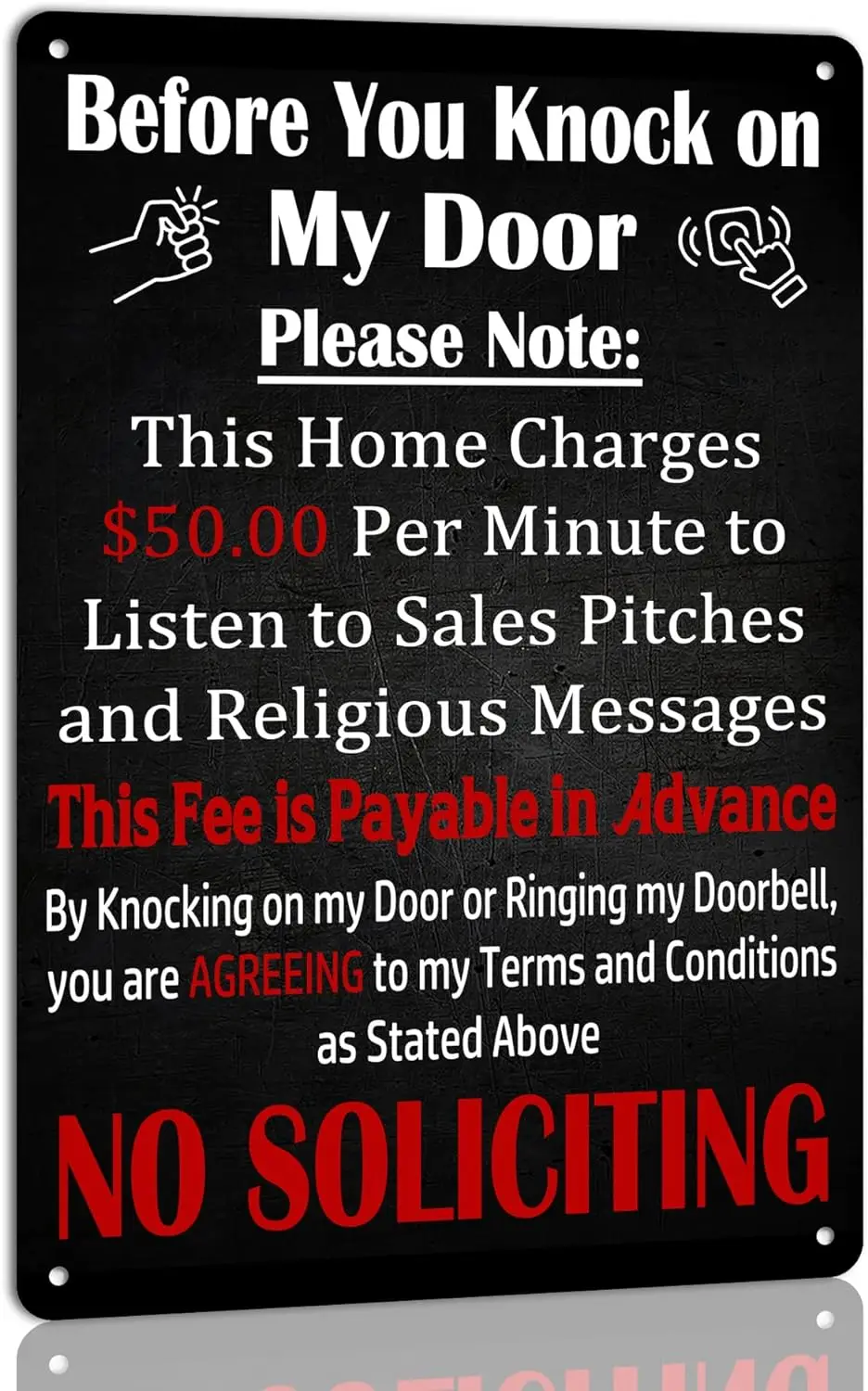 Prima di bussare alla mia porta No Soliciting Metal Tin Sign Vintage Retro Poster per la porta di casa House Farm Wall Decor placca